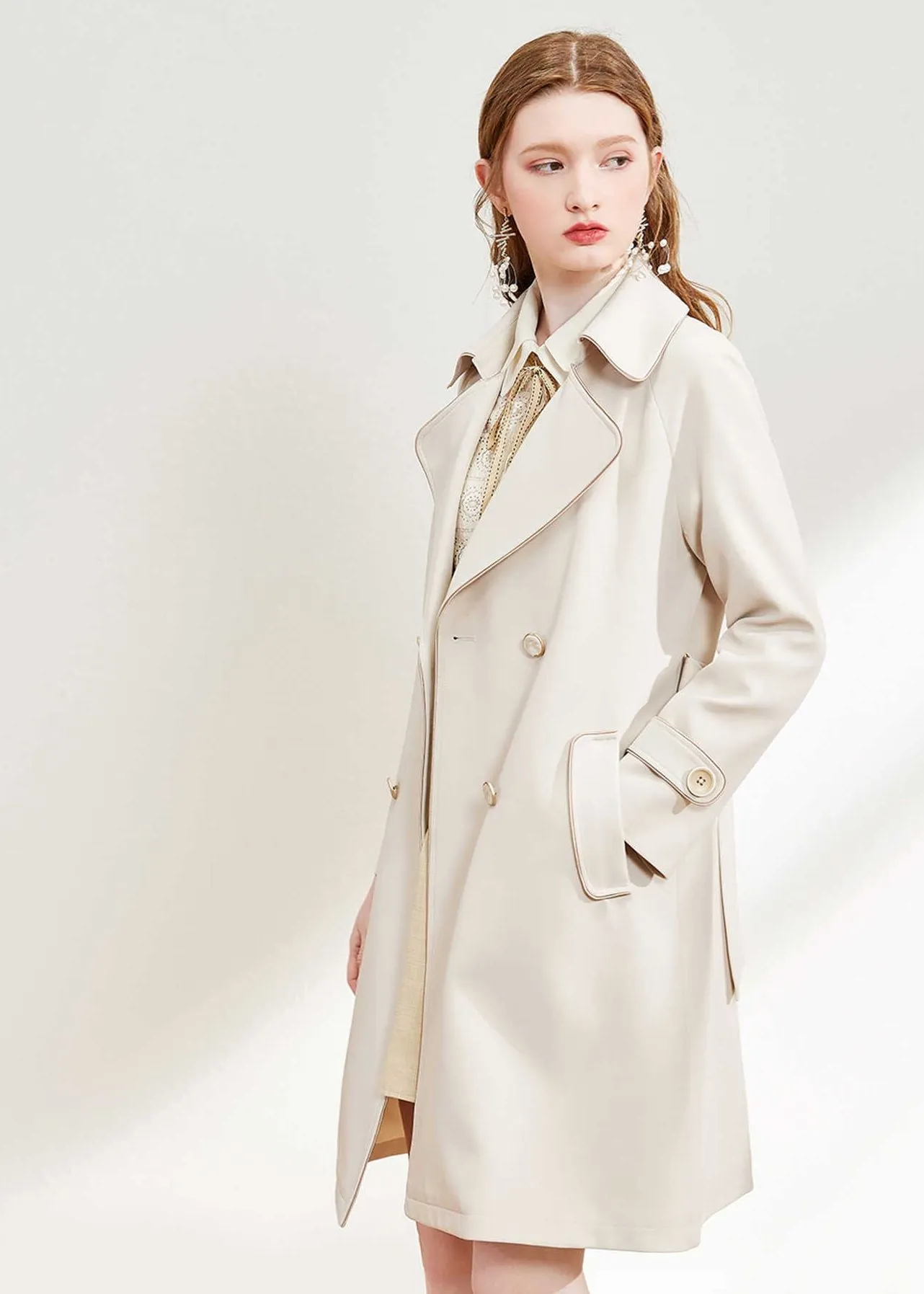Tailored Belted Thigh Length Trench Coat