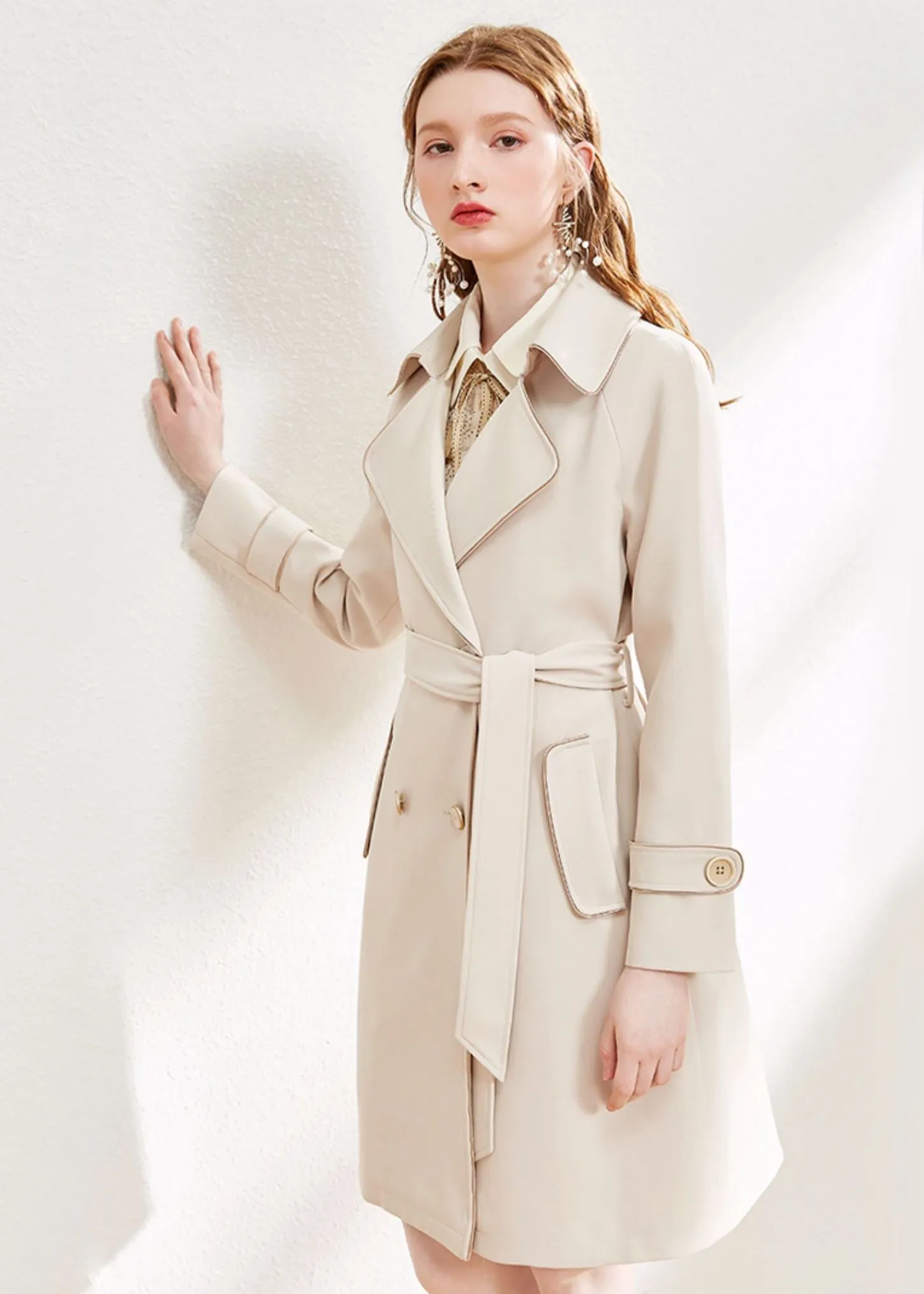 Tailored Belted Thigh Length Trench Coat