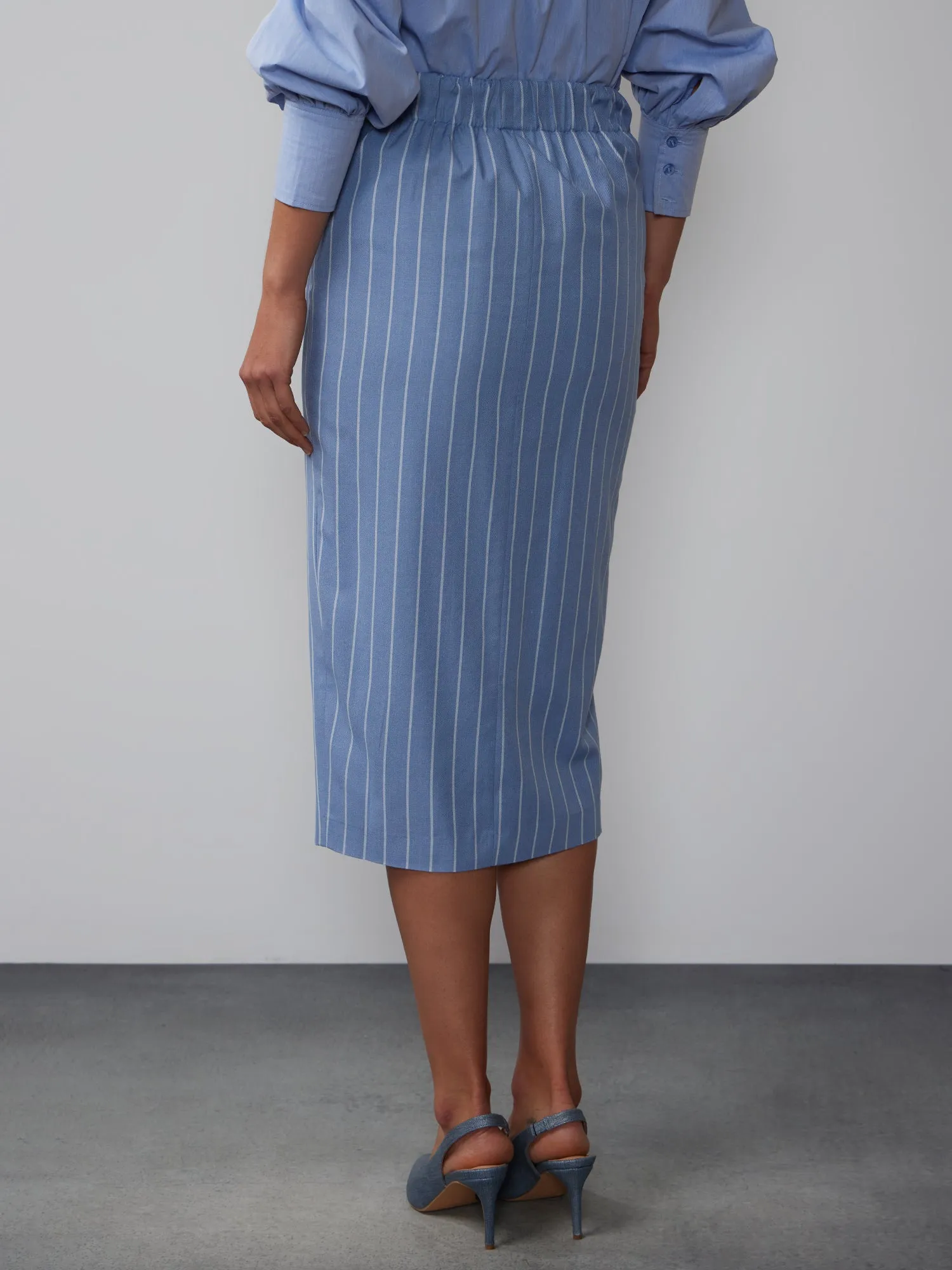 Tailored Pinstripe Pencil Skirt