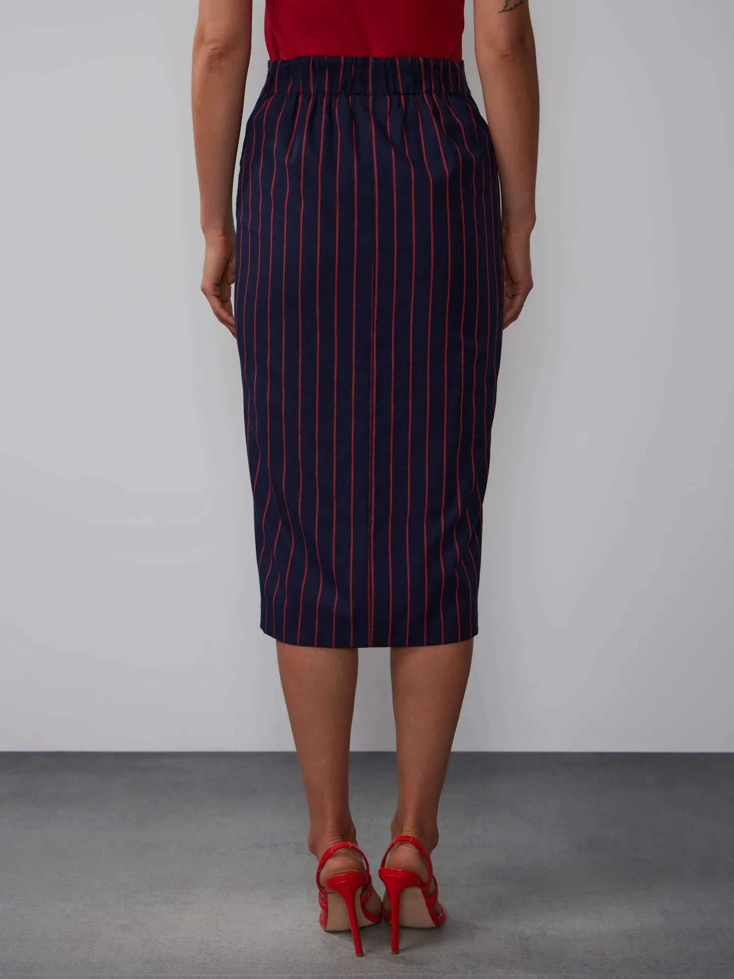 Tailored Pinstripe Pencil Skirt