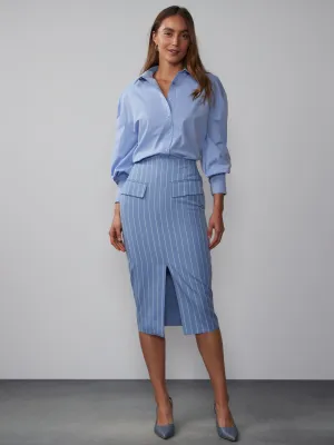 Tailored Pinstripe Pencil Skirt