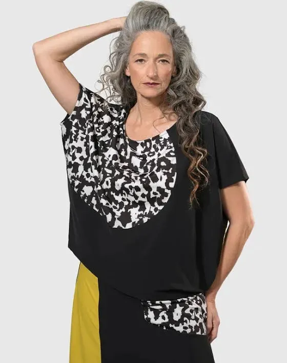 TEKBIKA BLISS BOXY TOP, YELLOW/PRINT ALEMBIKA