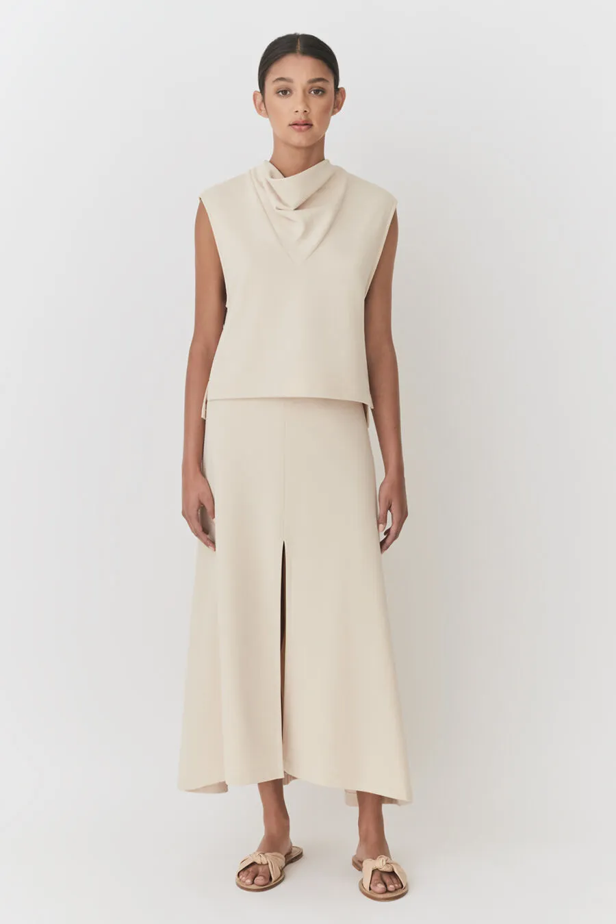 Terry Split Front Skirt