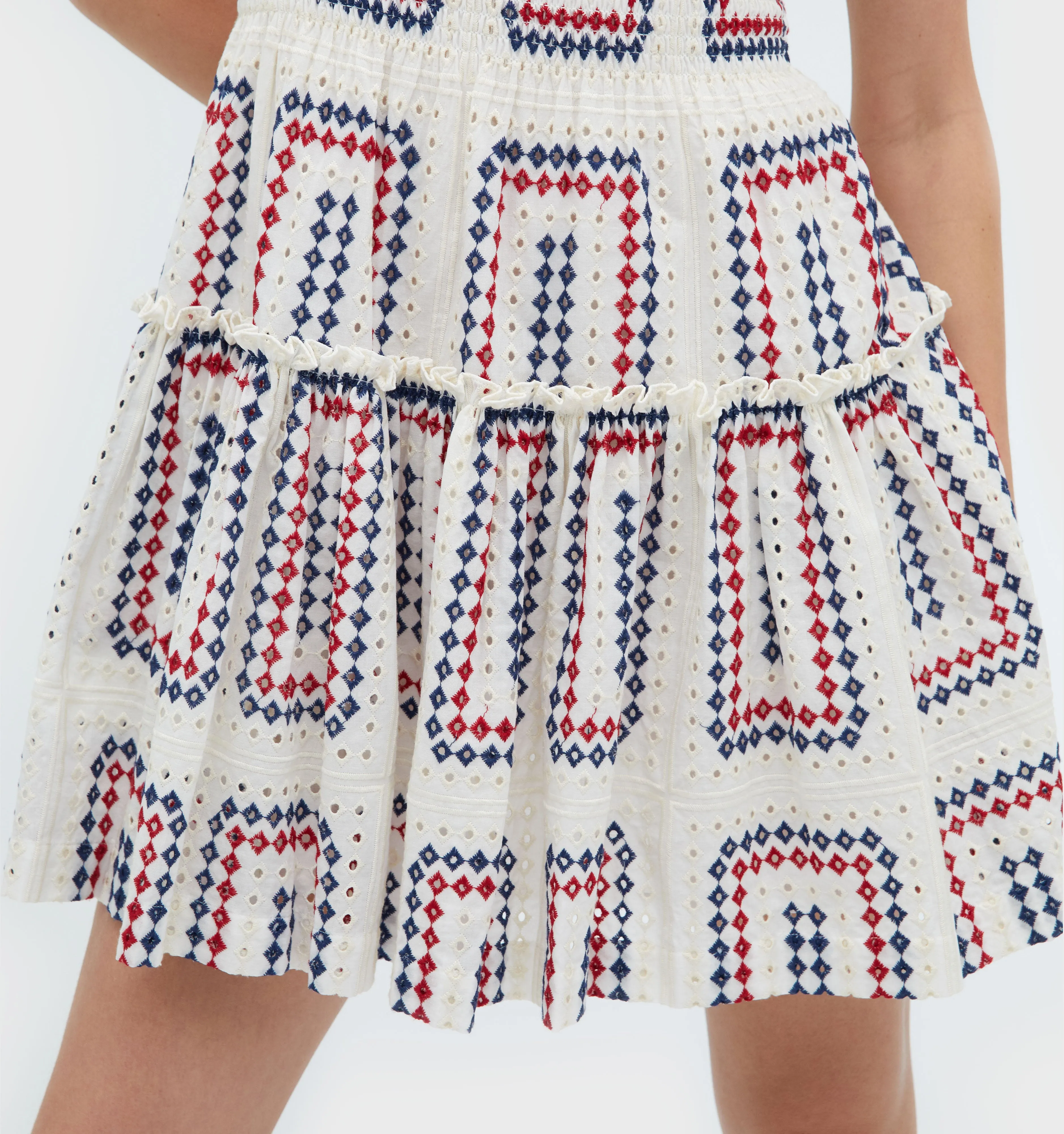 The Seraphina Mini Nap Dress - Geo Eyelet