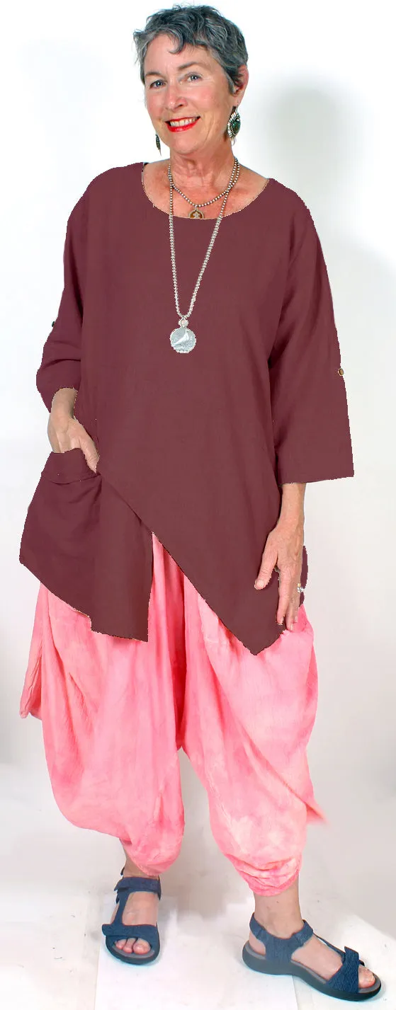 Tienda ho Linen  Arrow Tunic Top l/slv Boho Resort Wear Hippie Chic Plus Sml-2x