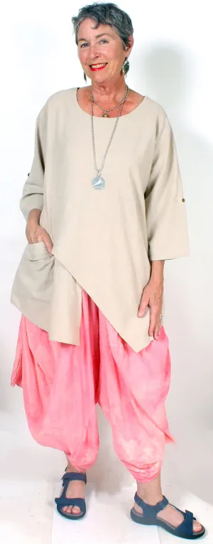 Tienda ho Linen  Arrow Tunic Top l/slv Boho Resort Wear Hippie Chic Plus Sml-2x