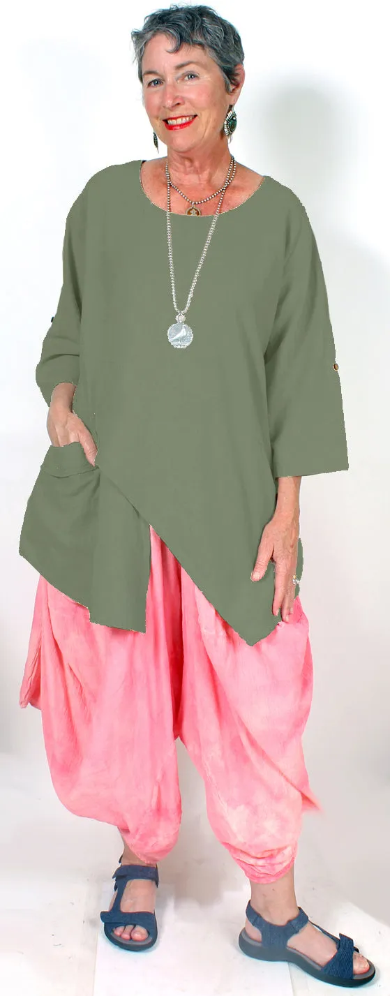 Tienda ho Linen  Arrow Tunic Top l/slv Boho Resort Wear Hippie Chic Plus Sml-2x