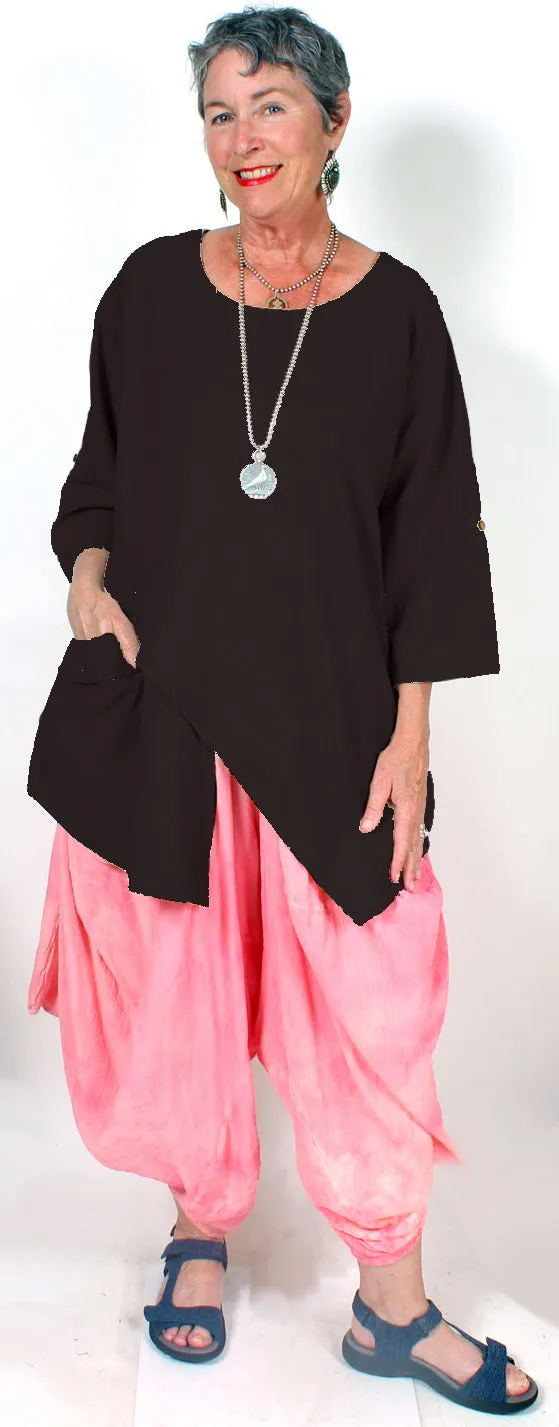 Tienda ho Linen  Arrow Tunic Top l/slv Boho Resort Wear Hippie Chic Plus Sml-2x