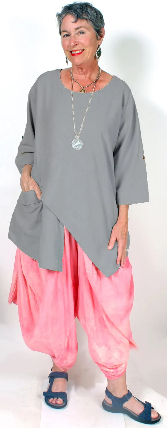 Tienda ho Linen  Arrow Tunic Top l/slv Boho Resort Wear Hippie Chic Plus Sml-2x