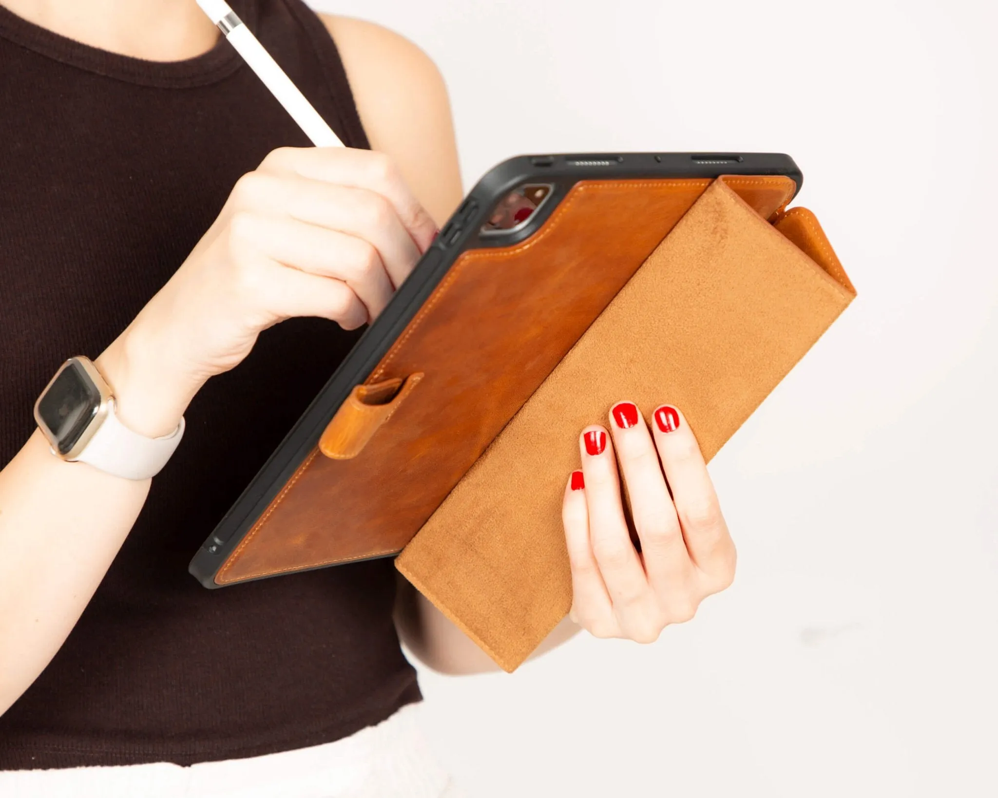 Trigon Leather Folio iPad Pro 12.9" (5th & 6th Gen), Golden Brown