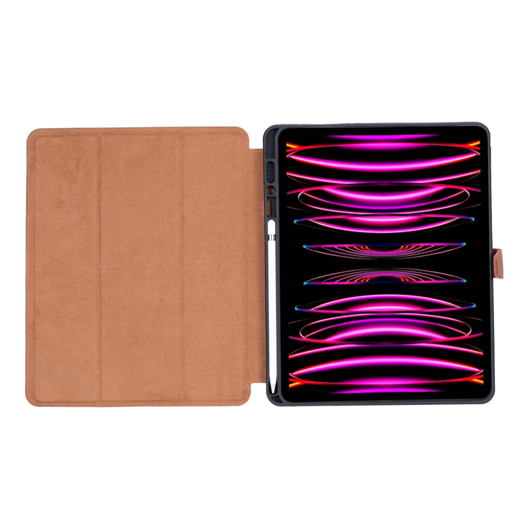 Trigon Leather Folio iPad Pro 12.9" (5th & 6th Gen), Golden Brown