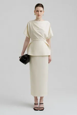 Trinity Pencil Back Slit Crepe Ankle Length Skirt