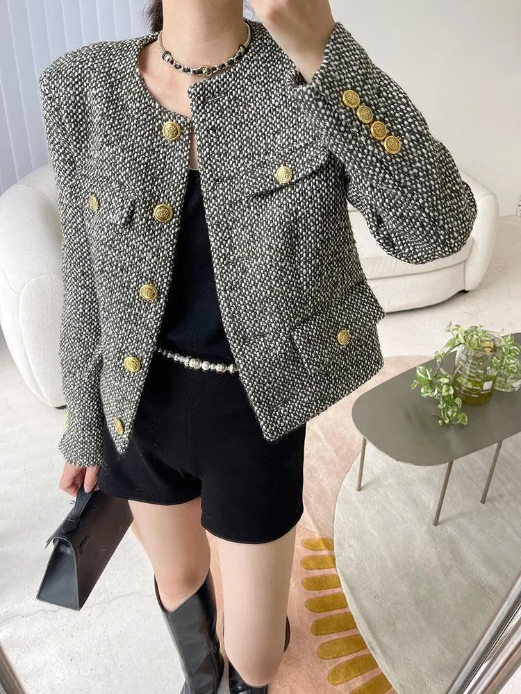 Tweed Cardigan Short Blazer Jacket Coat
