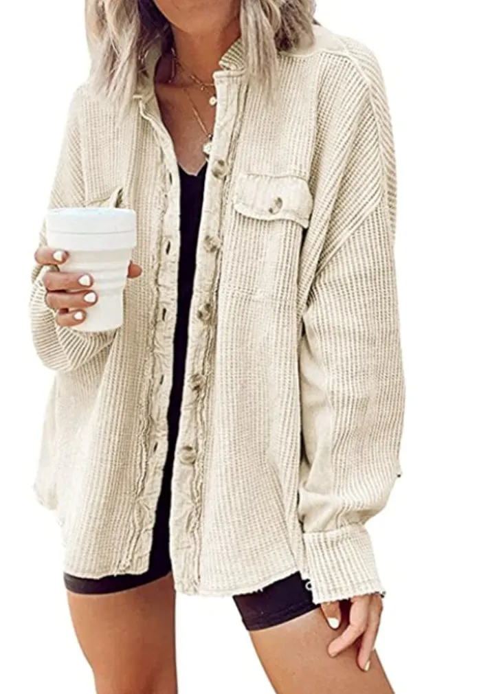 Untamed Oversized Waffle Knit Jacket Top