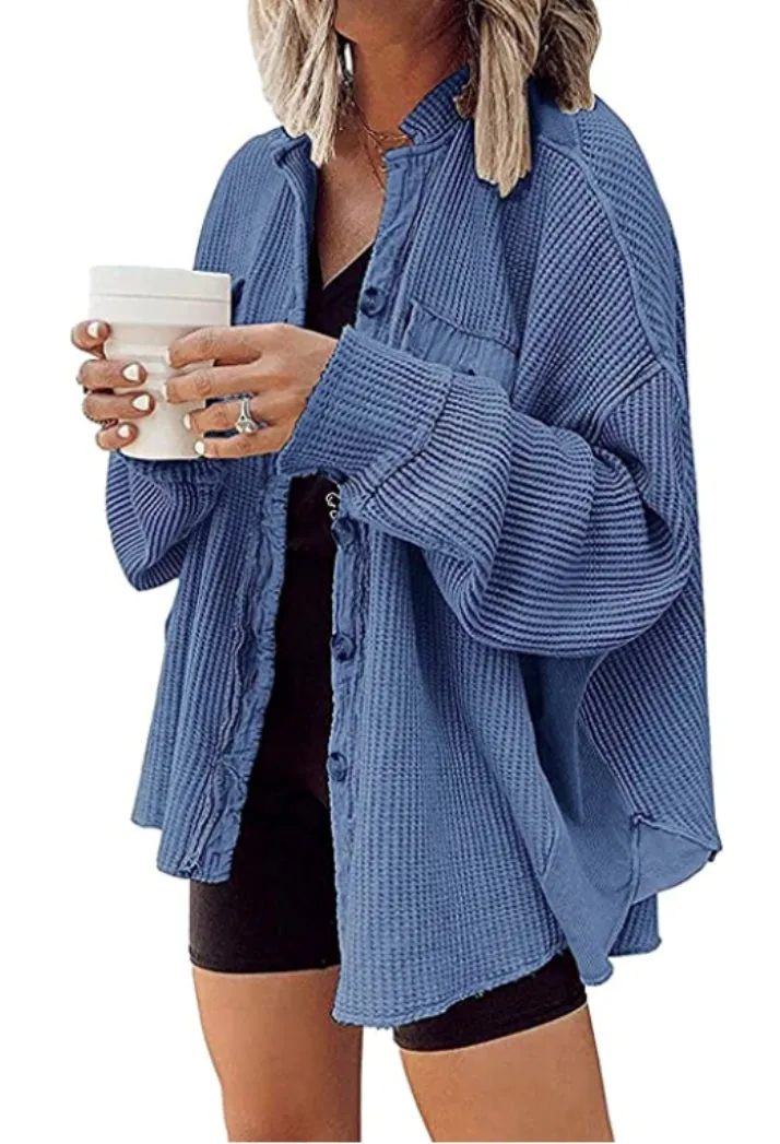 Untamed Oversized Waffle Knit Jacket Top