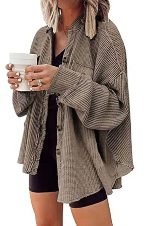 Untamed Oversized Waffle Knit Jacket Top