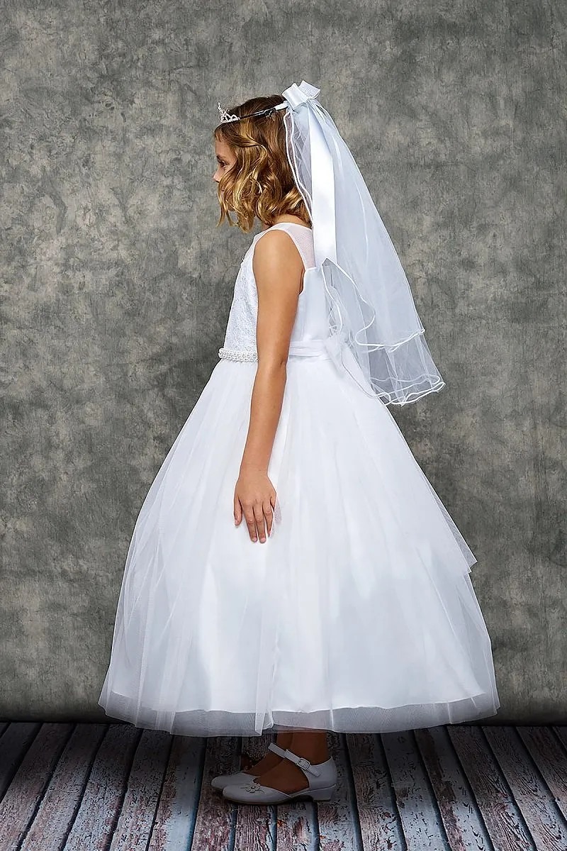 Venetian Lace Illusion Girls Dress