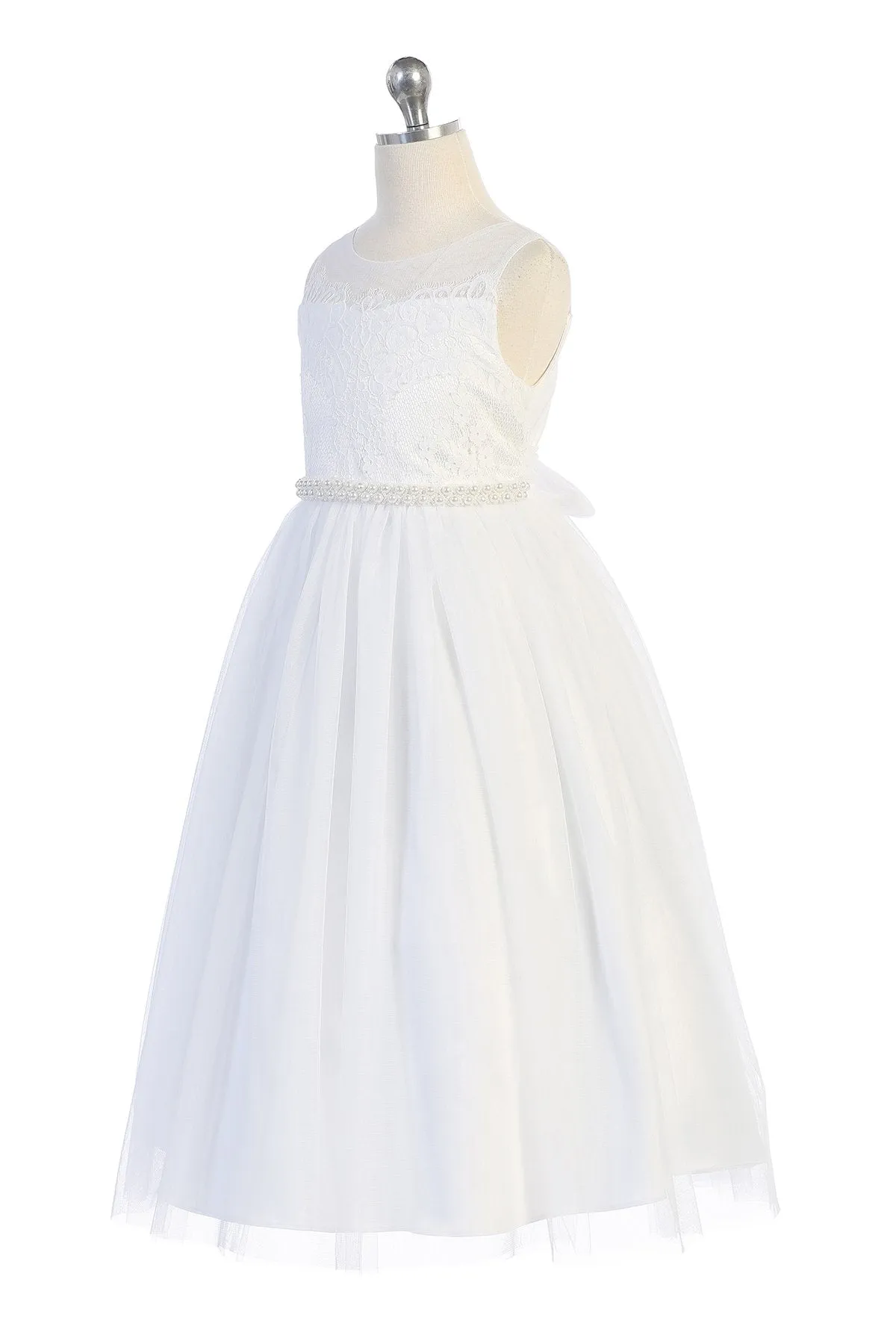 Venetian Lace Illusion Girls Dress
