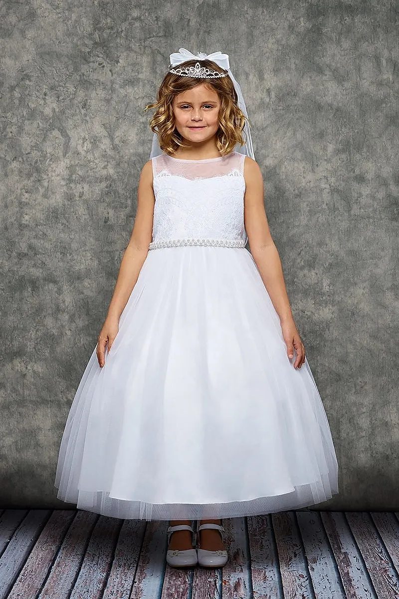 Venetian Lace Illusion Girls Dress