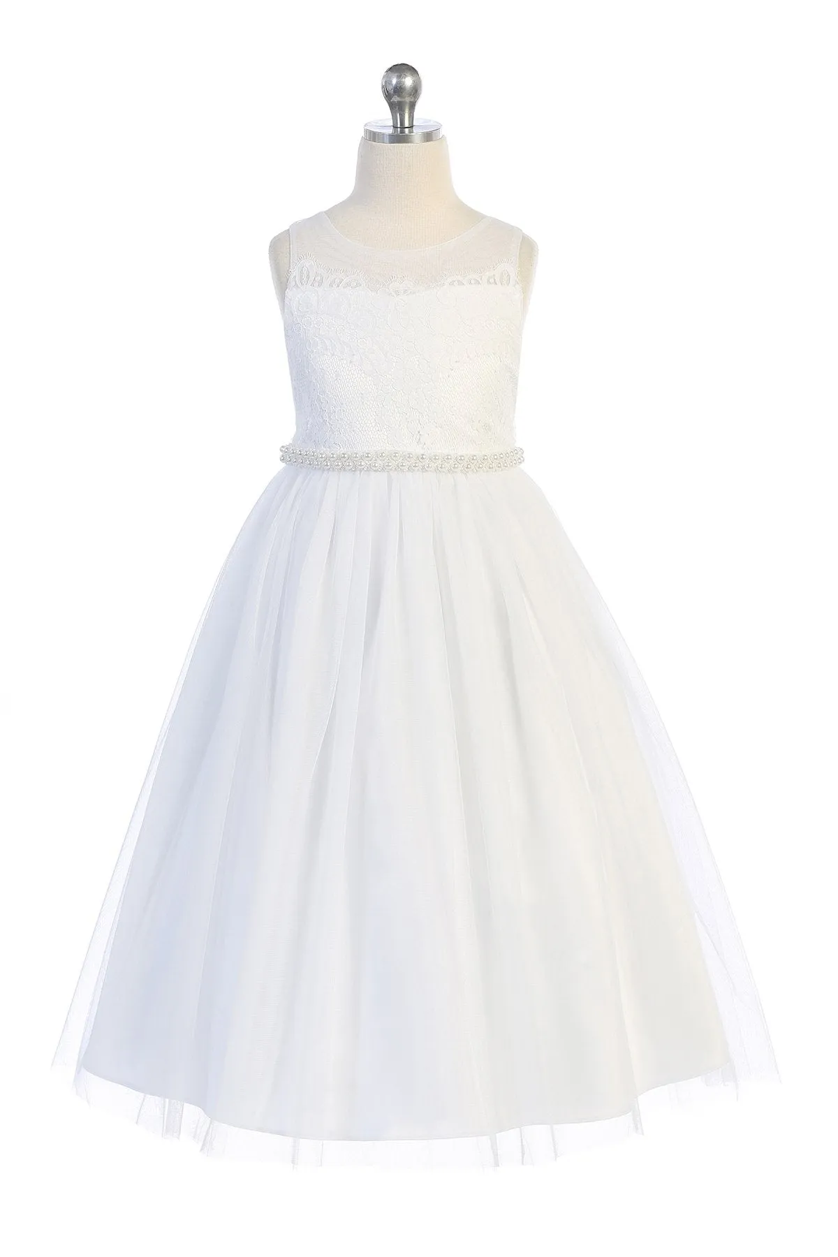 Venetian Lace Illusion Girls Dress