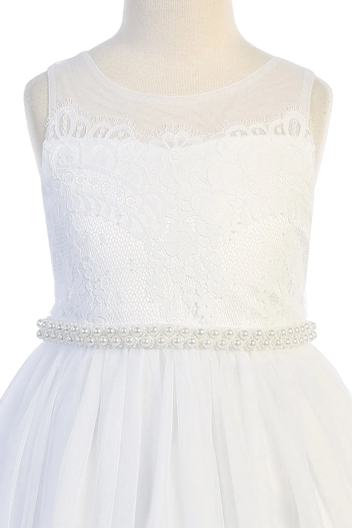 Venetian Lace Illusion Girls Dress