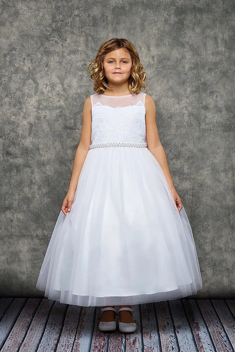 Venetian Lace Illusion Girls Dress