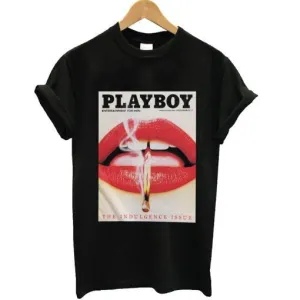 Vintage Playboy Graphic Printed Oversized Cotton Round Neck T-shirt For Mens
