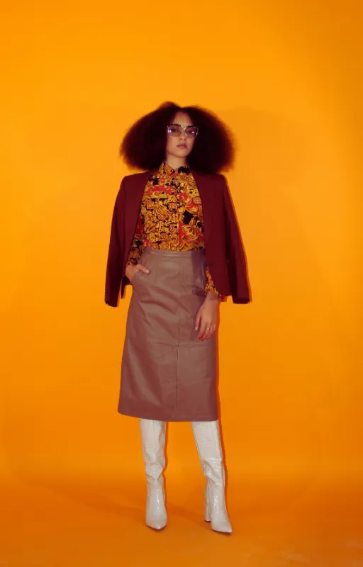 Vintage Taupe Leather Skirt