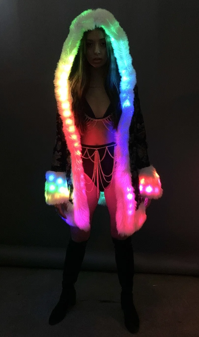 Women's LED Petite Playa Coat in "Metallic Floral"