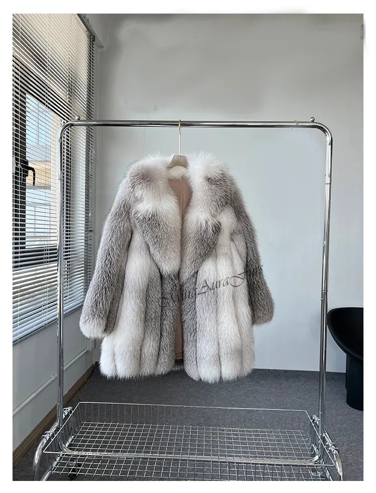 Women's Real Fox FurJacket - Shadow Blue Frost - G0042