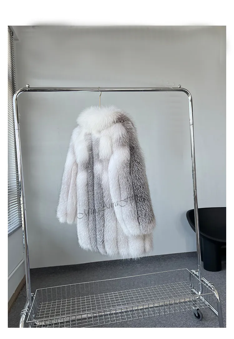 Women's Real Fox FurJacket - Shadow Blue Frost - G0042