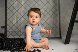 Xavier Summer Overall - Dusty Blue