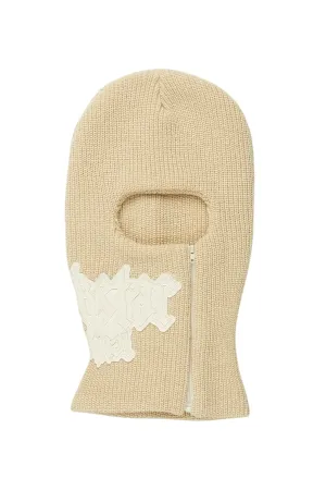 Zaya Beige Rubber Patch Ski Mask